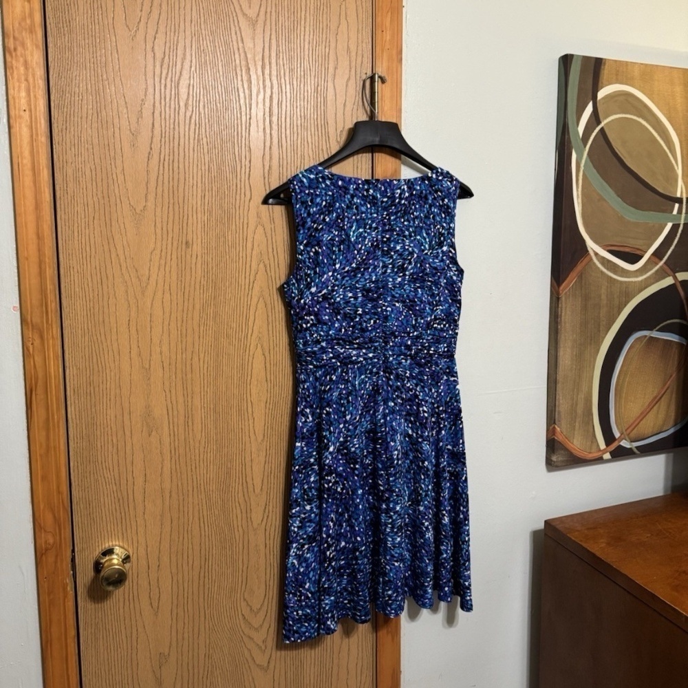 Eliza J Size 14P Multi-Color w/Geometric Print Sleeveless Mid-Calf A-Line Dress - Picture 2 of 5